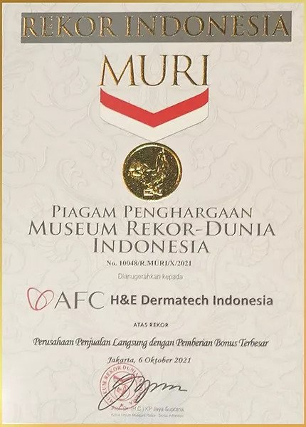 Piagam MURI perusahaan penjualan langsung dengan pemberian bonus terbesar